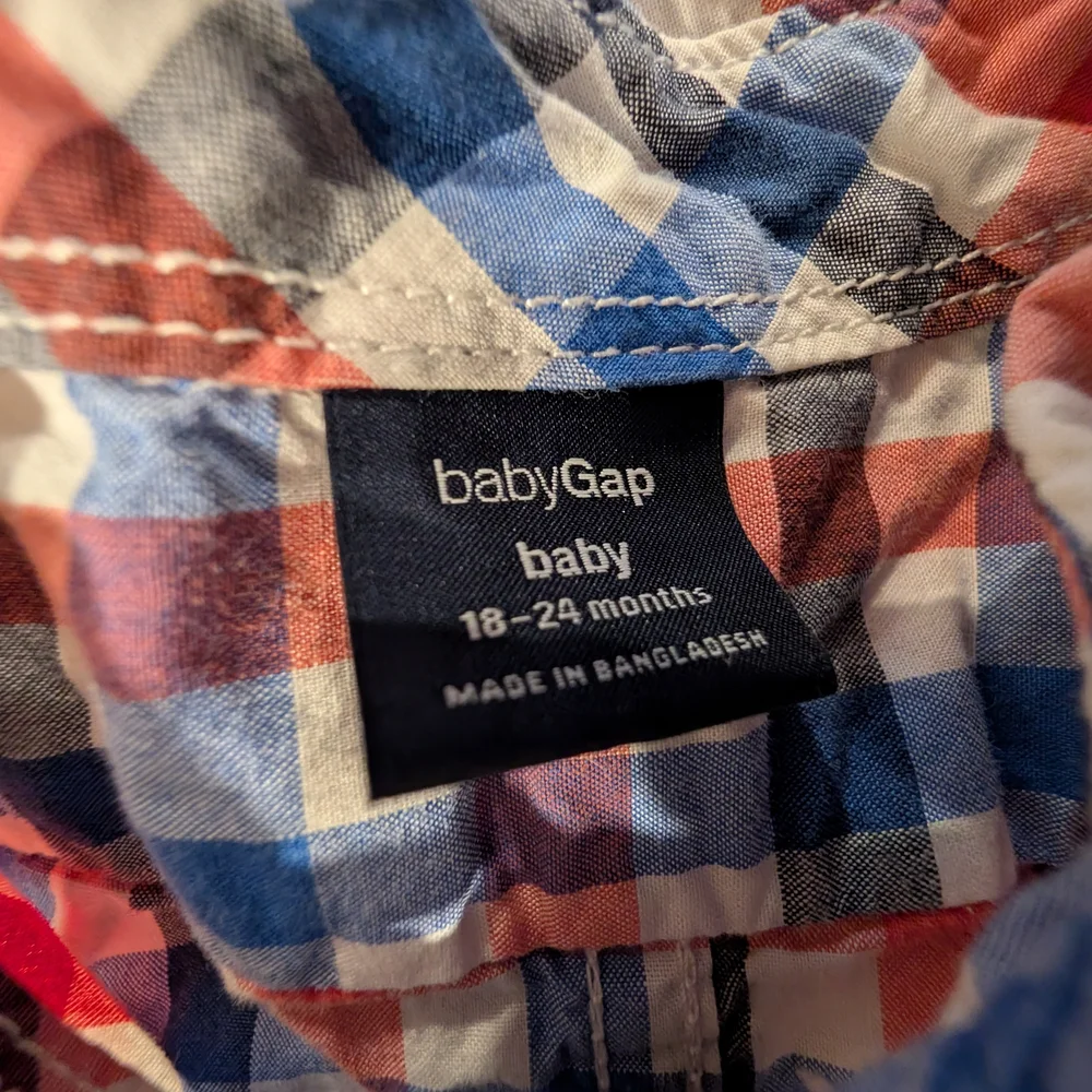 GAP 18-24M Plaid Kids Shirt And Romper Set - Blue and Red